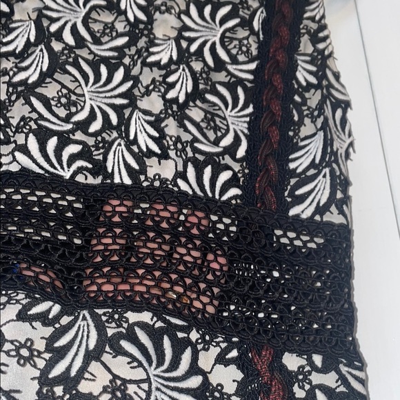 Self-Portrait Black and White Sheath Midi Dress Mock Neck - Picture 6 of 9